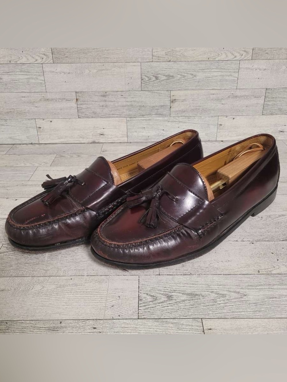 Men’s Cole Haan Burgundy Leather Classic Pinch Tassel Loafers Shoes Size 13